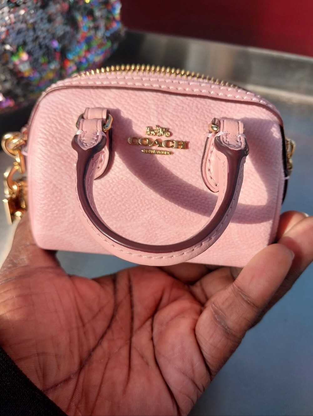 Coach Signature Mini Rowan Charm in Powder Pink - Picture 2 of 10
